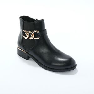 Blancheporte Boots élastiquée zippée, chaîne dorée - BlancheporteLa chaîne est à l'honneur cette saison... Ici dans sa version XL et dorée, elle a facilement trouvé sa place sur un modèle chic et classique de boots noires intemporelles ! Une belle allianc