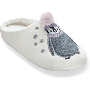 Blancheporte Mules pompon pingouin - BlancheporteConfort, féminité et douceur : on adore ces mules ornées d'un délicat pompon et d'un craquant pingouin aux fils brodés argentés. Chaudes et confortables, elles nous inondent de douceur avec leur doublure en