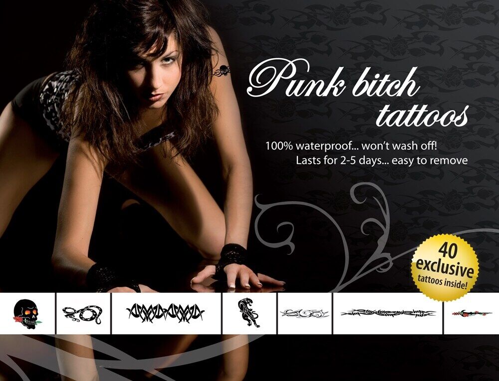 Adult Body Art Tatouages Temporaires Punk Bitch Tattoos