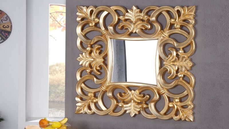 gdegdesign Miroir baroque avec ornement volute or doré carré - Chester