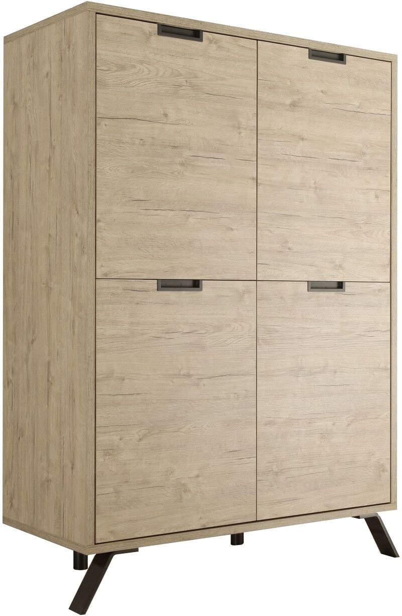 gdegdesign Buffet haut meuble de rangement couleur bois clair 4 portes - Vram