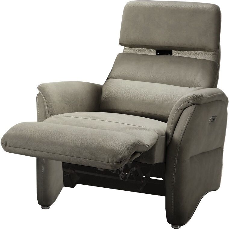 gdegdesign Fauteuil tissu imitation cuir relax électrique gris clair avec appuie-tête - Adem