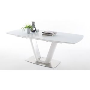 gdegdesign Table à manger extensible laquée blanche matte et verre 160 210 cm - Borja - Publicité