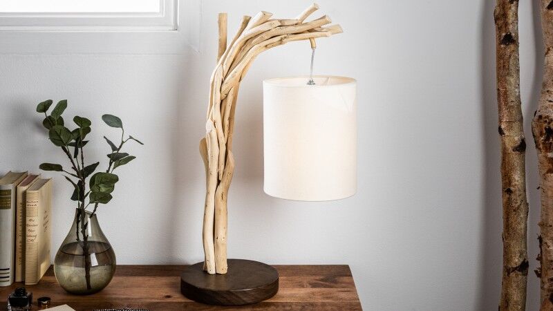 gdegdesign Lampe à poser design bois flotté avec abat-jour - Tobias