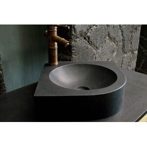 LivingRoc Lave mains d'angle granit noir 34x34 SAMOA SHADOW