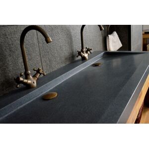 LivingRoc Double vasque en granit gris pierre vA©ritable 120x50 YATE