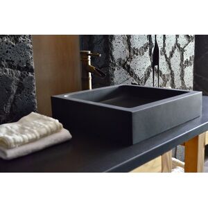 LivingRoc Vasque en pierre noire salle de bain basalte véritable KIAMA - Publicité