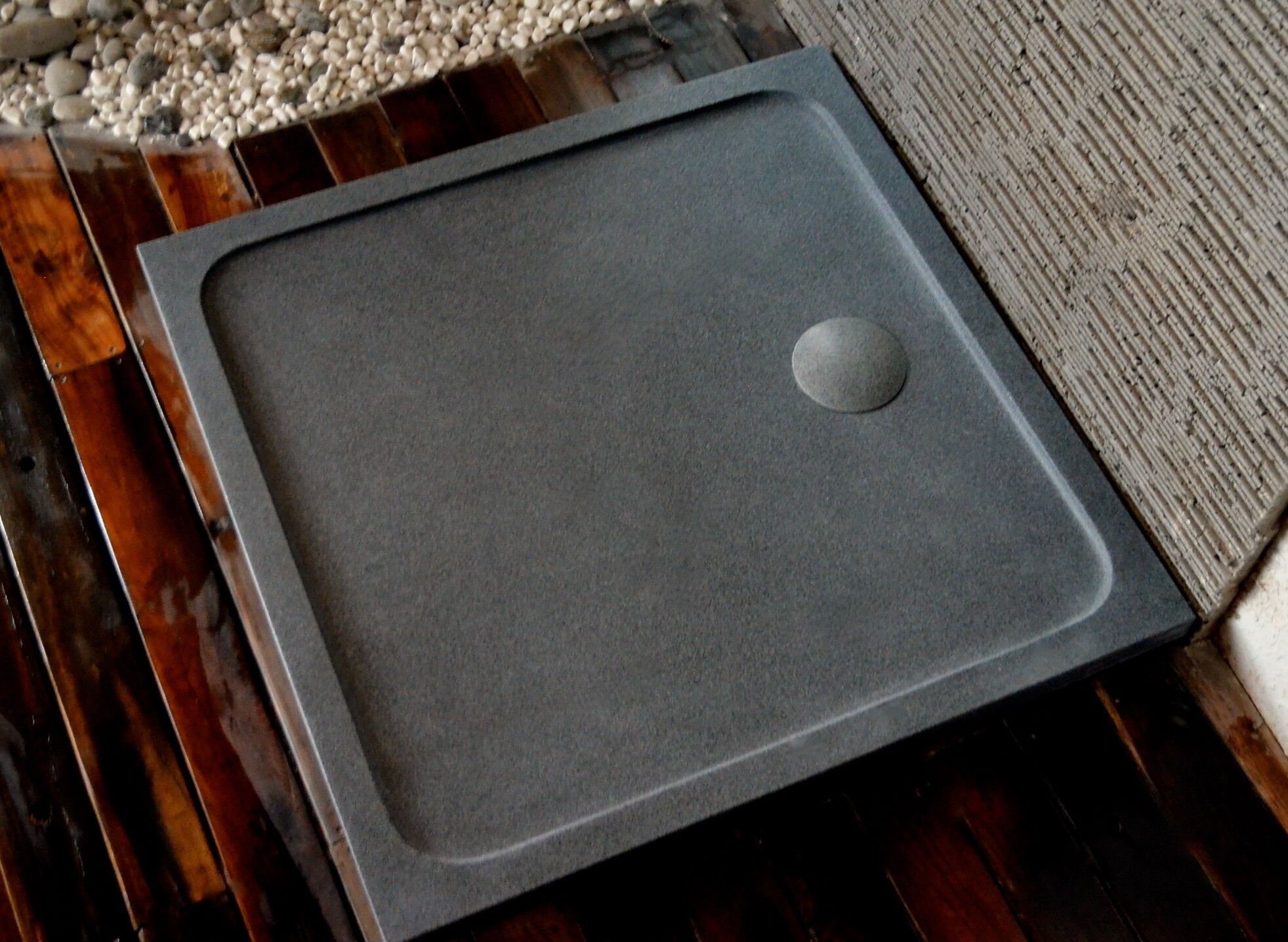 LivingRoc Bac de douche en granit 100x100 pierre extra plat SQUARIUM LivingRoc Bac de douche en granit 100x100 pierre extra plat SQUARIUM