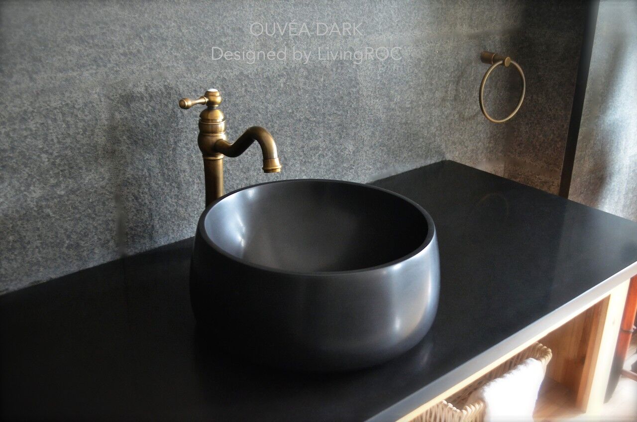 LivingRoc Vasque salle de bain en pierre noire Granit véritable OUVEA SHADOW LivingRoc Vasque salle de bain en pierre noire Granit véritable OUVEA SHADOW