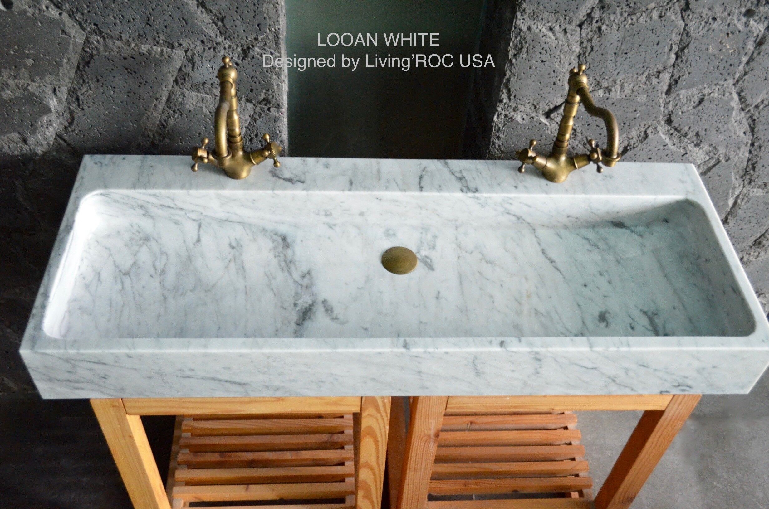 LivingRoc Double vasque en marbre de Carrare véritable salle de bain ESTEL WHITE LivingRoc Double vasque en marbre de Carrare véritable salle de bain ESTEL WHITE