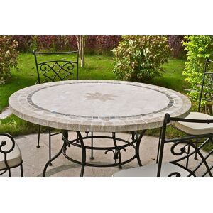 LivingRoc Table de jardin ronde pierre mosaA¯que marbre 90-125-160 MEXICO