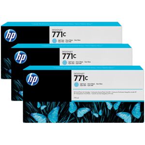 Pack de 3 cartouches encre Cyan Clair HP N°771C 775ml B6Y36A