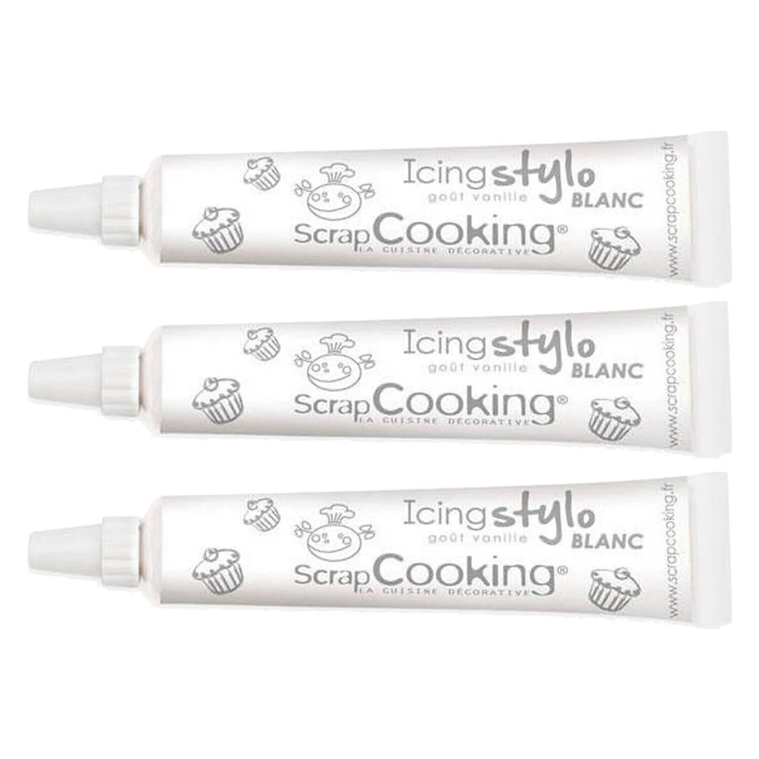 3 stylos de glaçage blanc goût vanille Scrapcooking