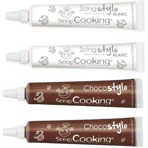 2 stylos chocolat + 2 stylos de glacage blanc Scrapcooking