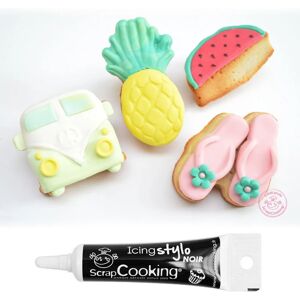 Moule en silicone Summer + Stylo de glacage noir Scrapcooking