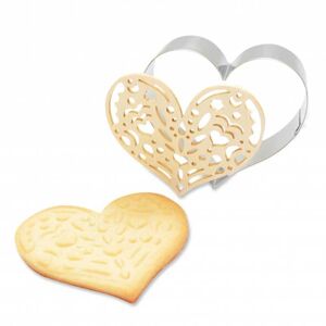 Kit pour biscuit en relief Coeur + 2 Stylos au chocolat blanc et jaune pastel Scrapcooking