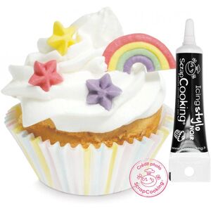 Decors sucres arc-en-ciel + Stylo de glacage noir Scrapcooking