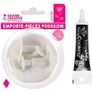 4 emporte-pieces a poussoir en plastique Losange + Stylo de glacage noir Youdoit