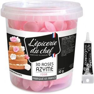 30 roses rose en papier azyme + Stylo de glacage noir Scrapcooking