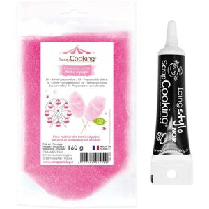 Preparation barbe a papa rose + Stylo glacage noir Scrapcooking