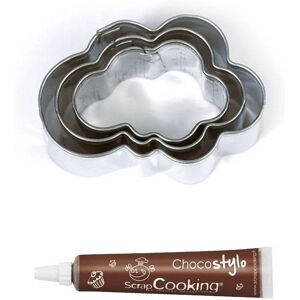 Stylo chocolat + 3 mini emporte-pieces en inox Nuages Youdoit