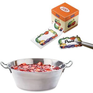 Mathon Lot Bassine a confiture 38 cm et 100 etiquettes autocollantes decor fruits []