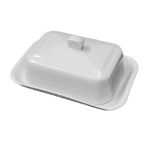 Beurrier rectangle bouton 250 g Porcelaine Girard [Blanc]