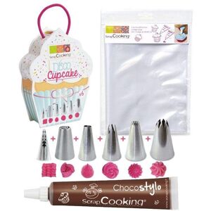 6 douilles et 6 poches a douilles jetables pour Cupcakes + 1 Stylo chocolat Scrapcooking