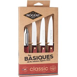 Coffret 3 couteaux d'office et 1 eplucheur Kraft Classic bois merisier Nogent [Noir]