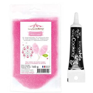 Preparation barbe a papa rose + Stylo glacage noir Scrapcooking