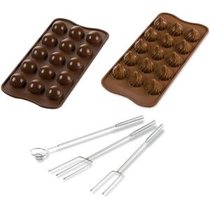 Lot de 2 moules a chocolat 3D et fourchettes a chocolat []