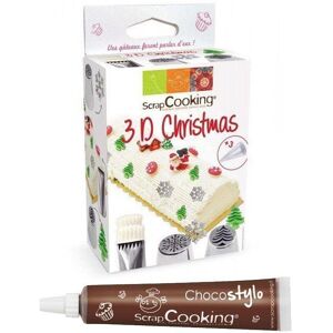 Kit de douilles a patisserie 3D Edition Noel + 1 Stylo chocolat Scrapcooking