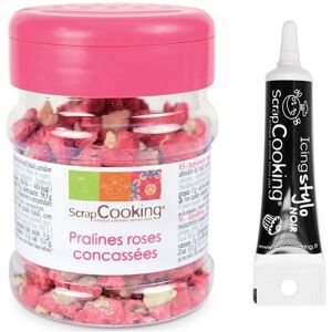 Pralines roses concassees 145 g + Stylo glacage noir Scrapcooking