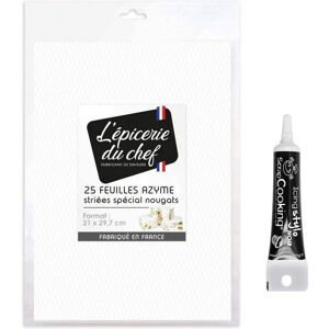 25 feuilles azyme blanches pour nougat + Stylo glacage noir Scrapcooking