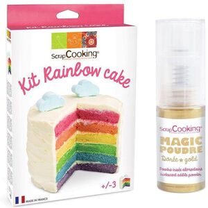 Kit Rainbow Cake + 1 poudre alimentaire irisee doree Scrapcooking