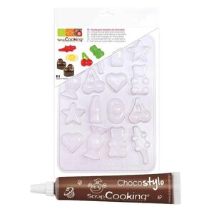 Moule en plastique pour bonbons et chocolats + Stylo chocolat Scrapcooking