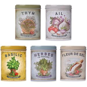 Set de 5 boites d'aromates : fleur de sel, thym, basilic, ail et herbes de Provence []