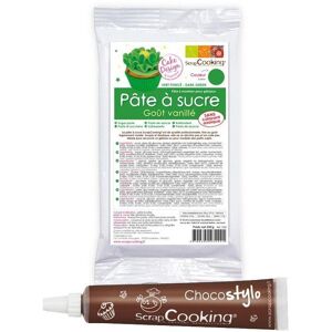 Pate a sucre verte arome vanille 250 g Stylo chocolat Scrapcooking