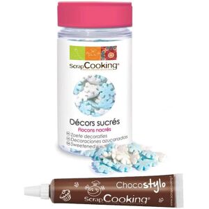 Decors sucres flocons nacres 50 g + Stylo chocolat Scrapcooking