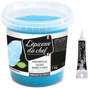 Sucre barbe a papa bleu 1 kg + Stylo glacage noir Scrapcooking