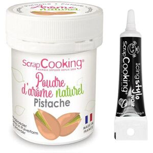 Arôme alimentaire naturel en poudre pistache + Stylo glacage noir Scrapcooking