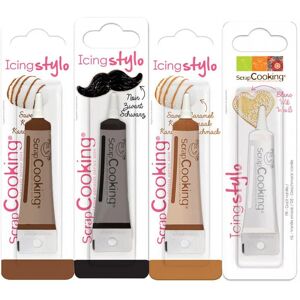 4 stylos alimentaires chocolat caramel noir blanc Scrapcooking