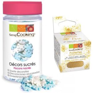 Decors sucres flocons nacres 50 g + paillettes dorees Scrapcooking