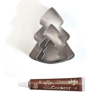 Stylo chocolat + 3 mini emporte-pieces inox Sapins Youdoit