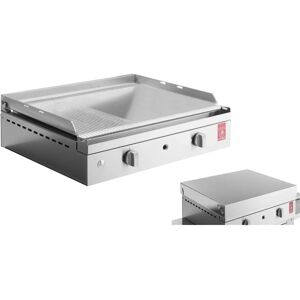 Plancha Chef 55 lisse rainuree+couvercle Pla.net [Gris]