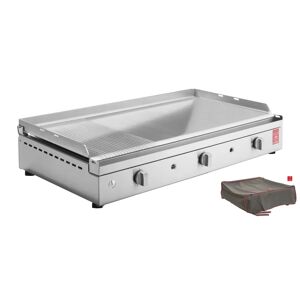 Plancha Chef 80 lisse rainuree + housse Pla.net [Gris]