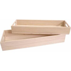 Set de 2 plateaux rectangulaires en bois - 40 x 15 x 6 cm + 37 x 12 x 5 cm Artemio