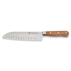 Couteau Santoku bois d'olivier lame inox 17 cm Mathon [Multicolore]