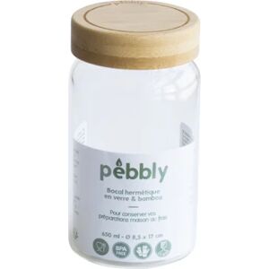 Bocal en verre avec couvercle en bambou 650 ml Pebbly []