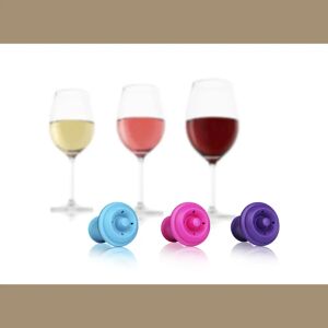 Set de 3 bouchons couleur Vacuvin [Gris metallise]